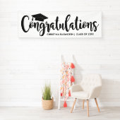 Elegante Zwarte Hoed Gefeliciteerd Afgestudeerde Spandoek (Insitu)