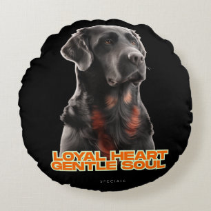 Elegante zwarte hond portret-realistische huisdier rond kussen