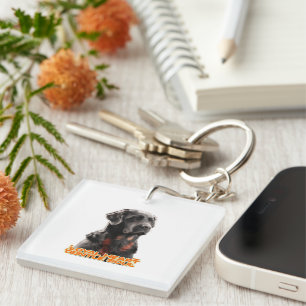 Elegante zwarte hond portret-realistische huisdier sleutelhanger