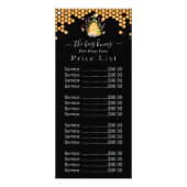 Elegante zwarte honing prijslijst | Aangepaste pri Reclamekaart (Voorkant)