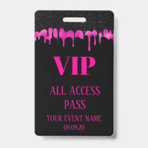 Elegante Zwarte Hot Pink Druppelende VIP Toegang E