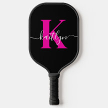 Elegante Zwarte Hot Pink Script Monogram