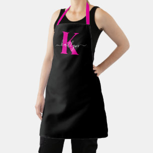 Elegante Zwarte Hot Pink Script Monogram Schort
