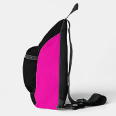 Elegante Zwarte Hot Pink Script Monogram Sling Bag (Rechts)