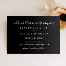 Elegante zwarte huwelijks Script Save The Date