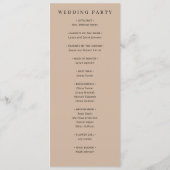 Elegante zwarte huwelijksceremonie programmakaart (Achterkant)