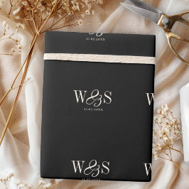Elegante zwarte huwelijksparen met initiaal cadeaupapier
