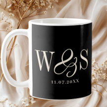 Elegante zwarte huwelijksparen met initiaal
