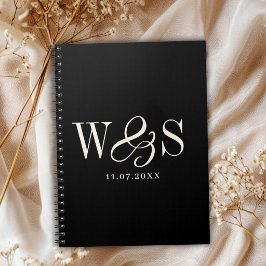 Elegante zwarte huwelijksparen met initiaal notitieboek