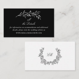 Elegante zwarte huwelijkswebsite details informatiekaartje