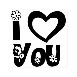 Elegante Zwarte I Love You Zelfinkende Stempel