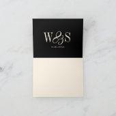 Elegante zwarte initiaal bruidsparen bedankkaart (Binnen)