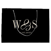 Elegante zwarte initiaal bruidsparen groot cadeauzakje (Achterkant)