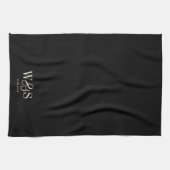 Elegante zwarte initiaal bruidsparen theedoek (Horizontaal)