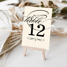 Elegante zwarte ivoor kalligrafie monogram bruilof kaart