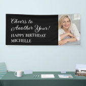 Elegante zwarte juichen nog een jaar verjaardag fo spandoek (Beurs)