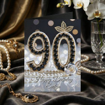 Elegante Zwarte Juwelen Parels En Goud 90e Verjaar