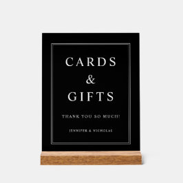 Elegante Zwarte Kaarten En Cadeaus Huwelijk Acryl Bord