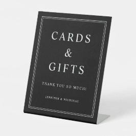 Elegante Zwarte Kaarten En Cadeaus Huwelijk Reclamebord Met Voetstuk