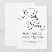 Elegante zwarte kalligrafie bruids douche uitnodig save the date (Voorkant / Achterkant)