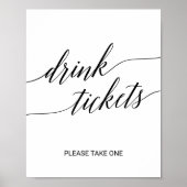 Elegante zwarte kalligrafie bruiloft Drink Tickets Poster (Voorkant)