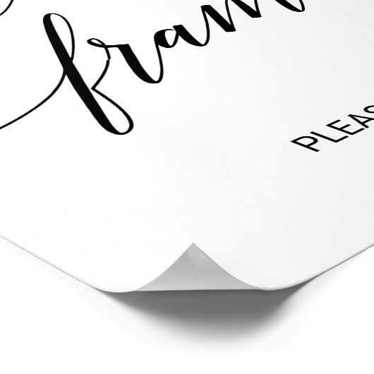 Elegante zwarte kalligrafie bruiloft hart Lijst Poster (Hoek)