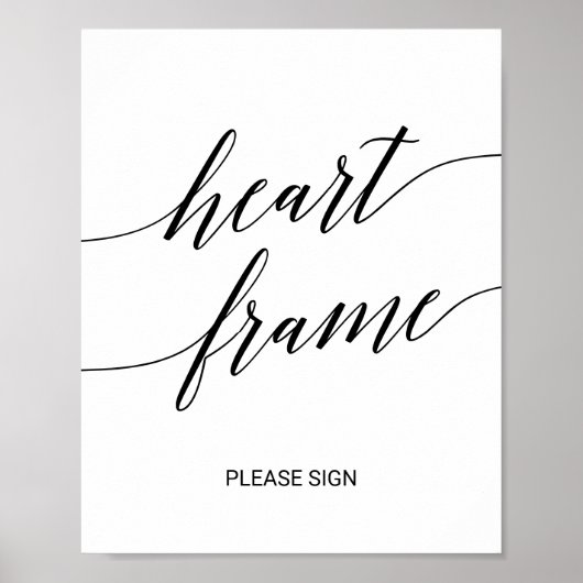 Elegante zwarte kalligrafie bruiloft hart Lijst Poster (Voorkant)
