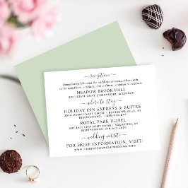 Elegante zwarte kalligrafie bruiloft informatie informatiekaartje