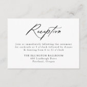 Elegante zwarte kalligrafie bruiloft receptie informatiekaartje (Voorkant)