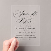 Elegante zwarte kalligrafie bruiloft Save the Date Acryl Uitnodigingen (Insitu (Draagbaar))