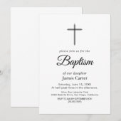 Elegante zwarte kalligrafie crème kruisdoop kaart (Voorkant / Achterkant)