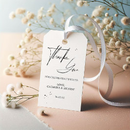 Elegante zwarte kalligrafie Dank u voor de tag Cadeaulabel