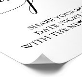 Elegante zwarte kalligrafie datum jar bord poster (Hoek)