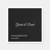 Elegante zwarte kalligrafie gepersonaliseerde brui servet (Voorkant)