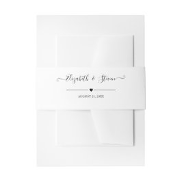 Elegante zwarte kalligrafie gepersonaliseerde brui uitnodigingen wikkel