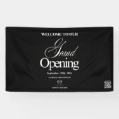 Elegante zwarte kalligrafie Grand Open Business Lo Spandoek (Horizontaal)