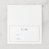 Elegante zwarte kalligrafie monogram receptie plaatskaartje (Buitenkant ongevouwen)