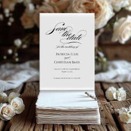 Elegante zwarte kalligrafie Save the Date uitnodig Kaart