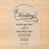 Elegante zwarte kalligrafie tekst Clear Wedding Acryl Uitnodigingen (Voorkant)