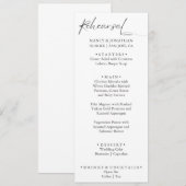 Elegante zwarte kalligrafie wit minimale repetitie menu (Voorkant / Achterkant)