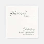 Elegante zwarte kalligrafie wit minimale repetitie servet (Voorkant)