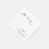 Elegante zwarte kalligrafie wit minimale repetitie servet (Hoek)