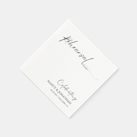 Elegante zwarte kalligrafie wit minimale repetitie servet (Hoek)