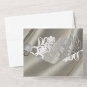 Elegante zwarte kant bruiloft all in one uitnodiging (Achterkant)