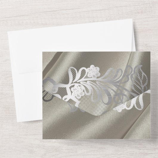 Elegante zwarte kant bruiloft all in one uitnodiging (Achterkant)