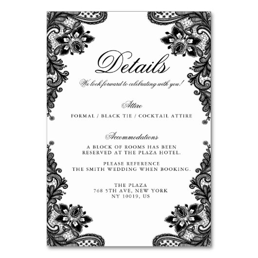 Elegante zwarte kant bruiloft detail Kaarten (Voorkant)