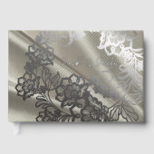 Elegante zwarte kant bruiloft gastenboek (Voorkant)