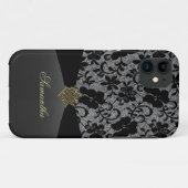 Elegante zwarte kant gepersonaliseerde iPhone-hoes Case-Mate iPhone Case (Achterkant (horizontaal))