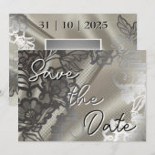 Elegante Zwarte Kant  Save The Date (Voorkant / Achterkant)