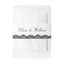 Elegante Zwarte Kant Vintage Script Trouw
